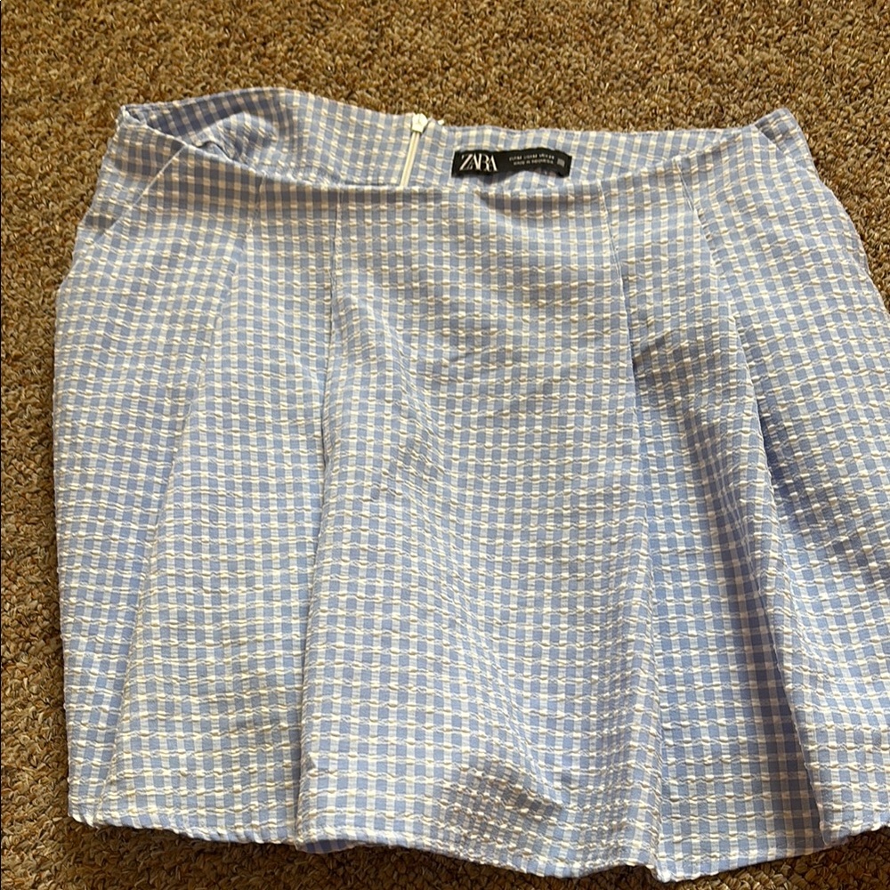 Zara Blue Checkered Women's Skirt size medium